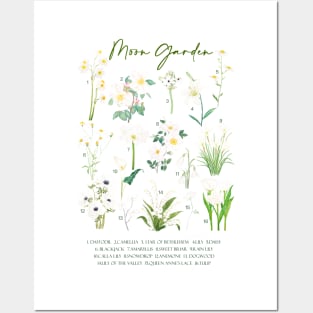 moon garden watercolor Posters and Art